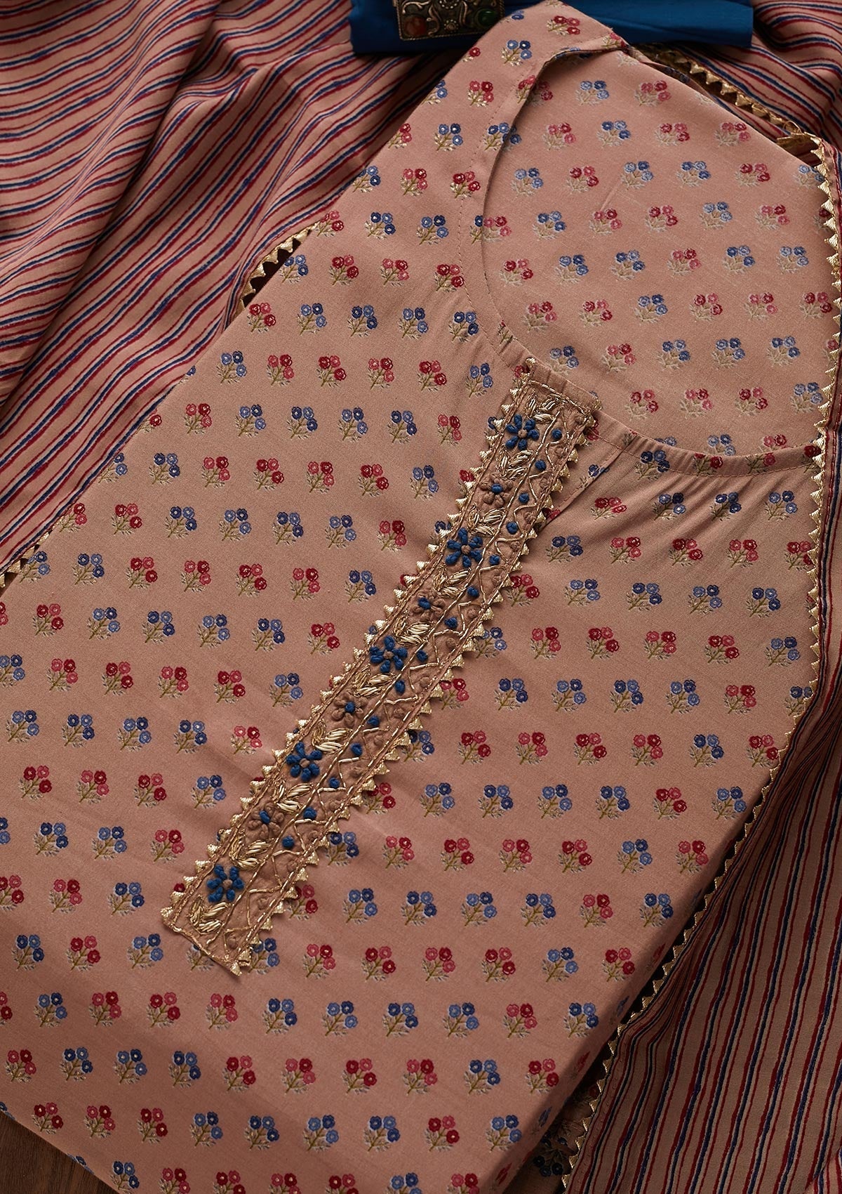 Onion Pink Zariwork Semi Crepe Designer Semi-Stitched Salwar Suit - Koskii