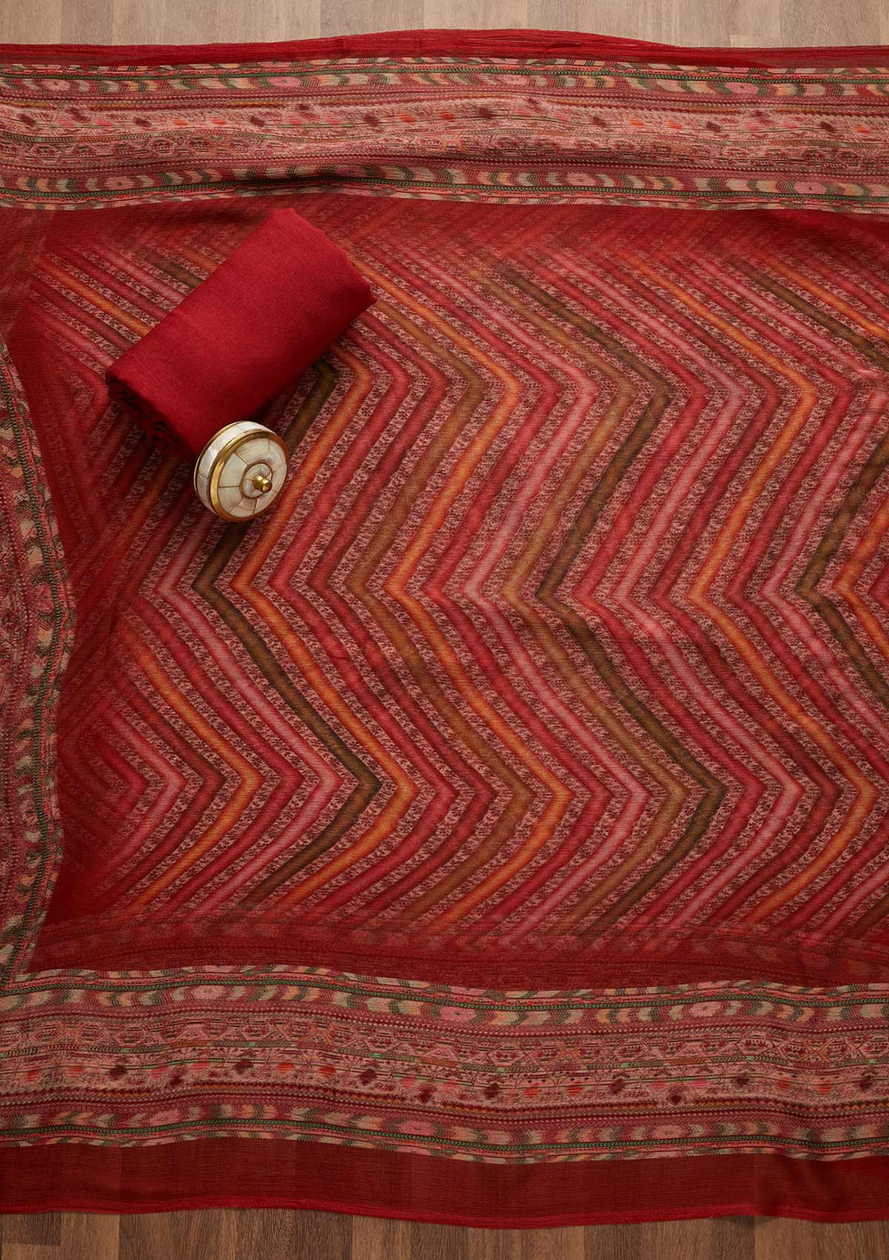 Onion Pink Zariwork Semi Crepe Unstitched Salwar Suit-Koskii