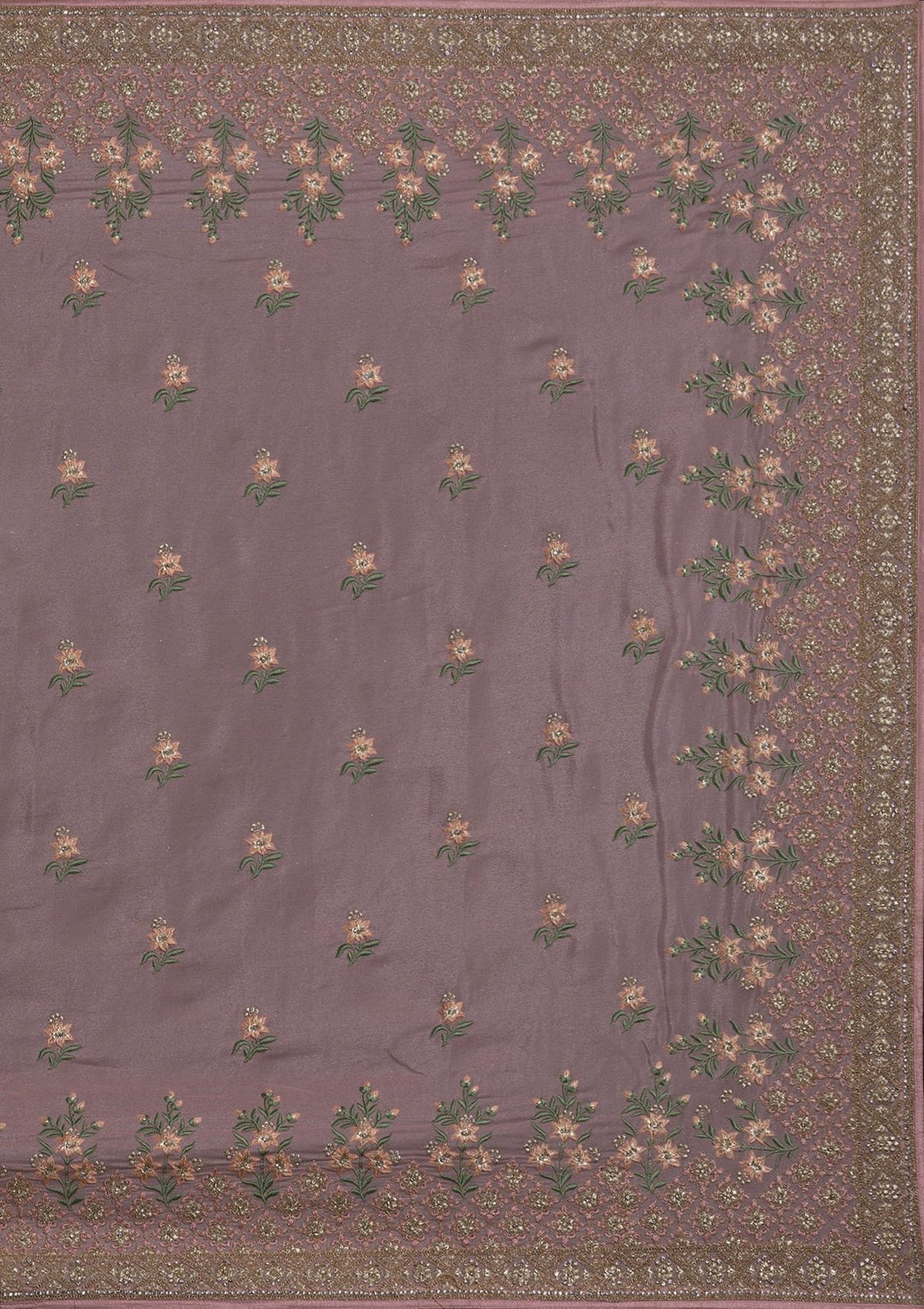 Onion Pink Zariwork Shimmer Designer Saree - koskii