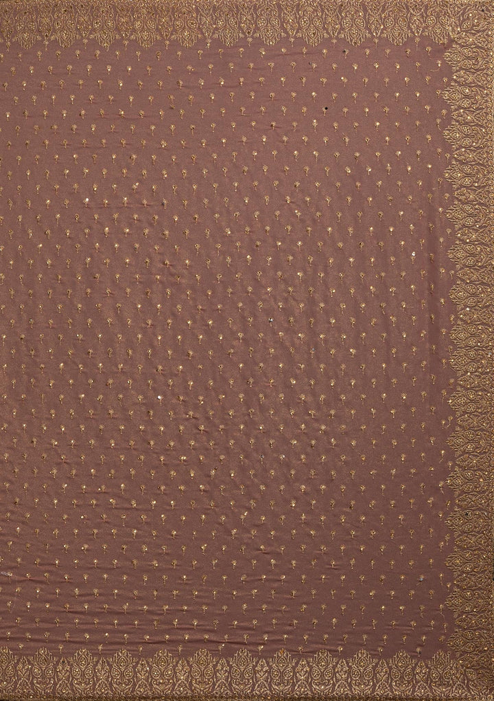 Onion Pink Zariwork Shimmer Designer Saree - koskii