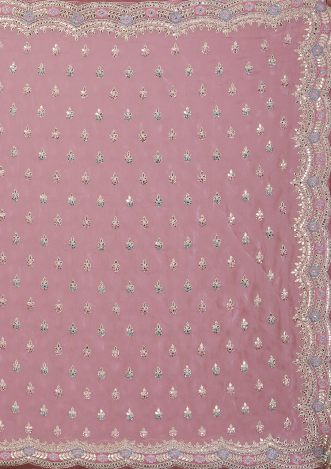 Onion Pink Gotapatti Organza Saree-Koskii