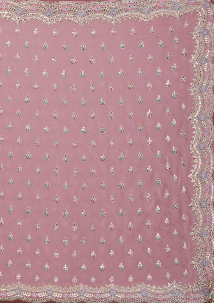 Onion Pink Gotapatti Organza Saree-Koskii