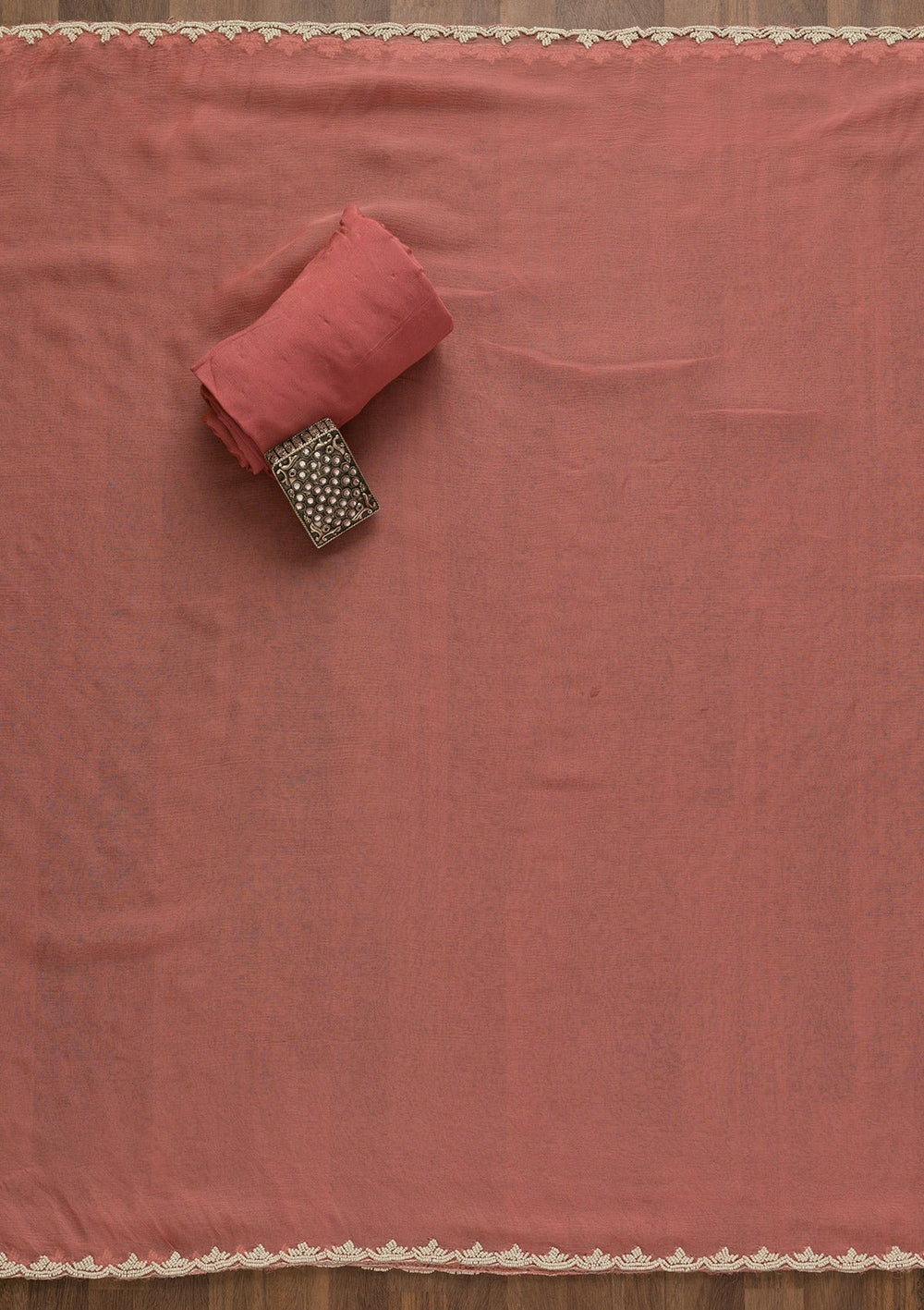 Onion Pink Pearlwork Organza Unstitched Salwar Kameez-Koskii