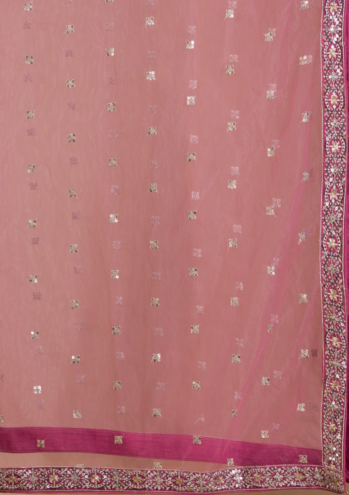 Onion Pink Sequins Georgette Readymade Lehenga-Koskii