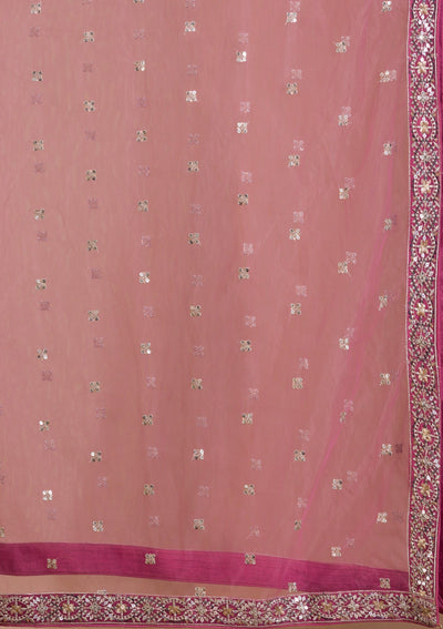 Onion Pink Sequins Georgette Readymade Lehenga-Koskii