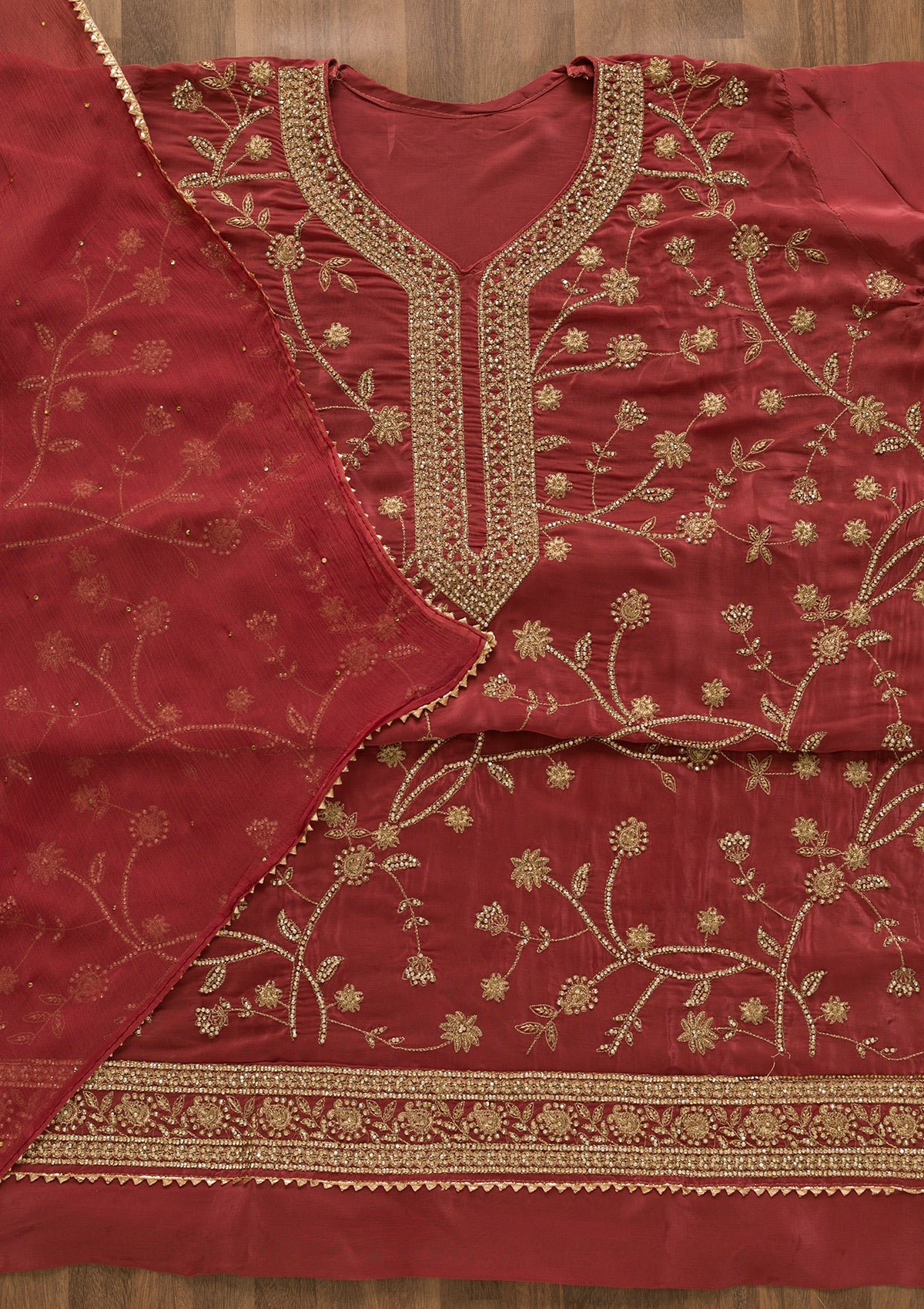 Onion Pink Stonework Organza Unstitched Salwar Kameez-Koskii