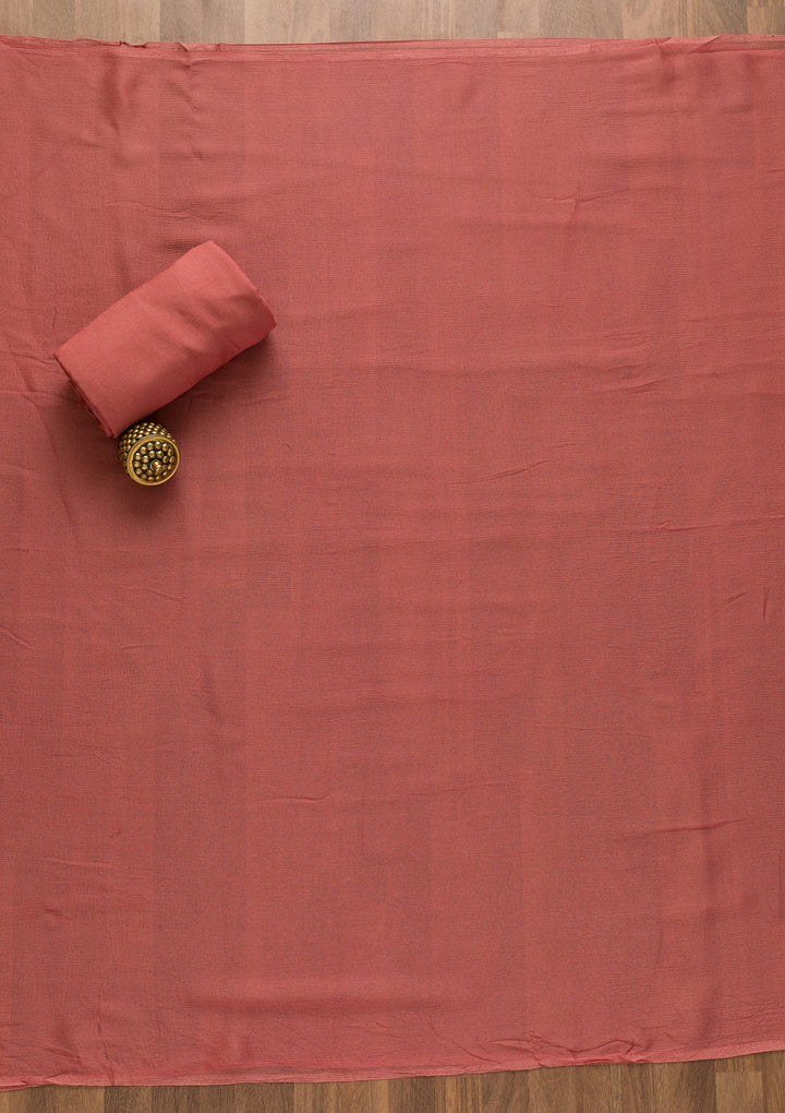 Onion Pink Swarovski Semi Crepe Unstitched Salwar Kameez-Koskii