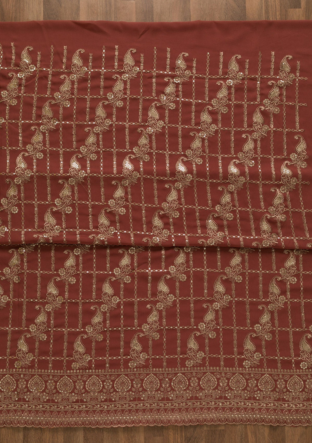 Onion Pink Threadwork Georgette Unstitched Salwar Kameez-Koskii