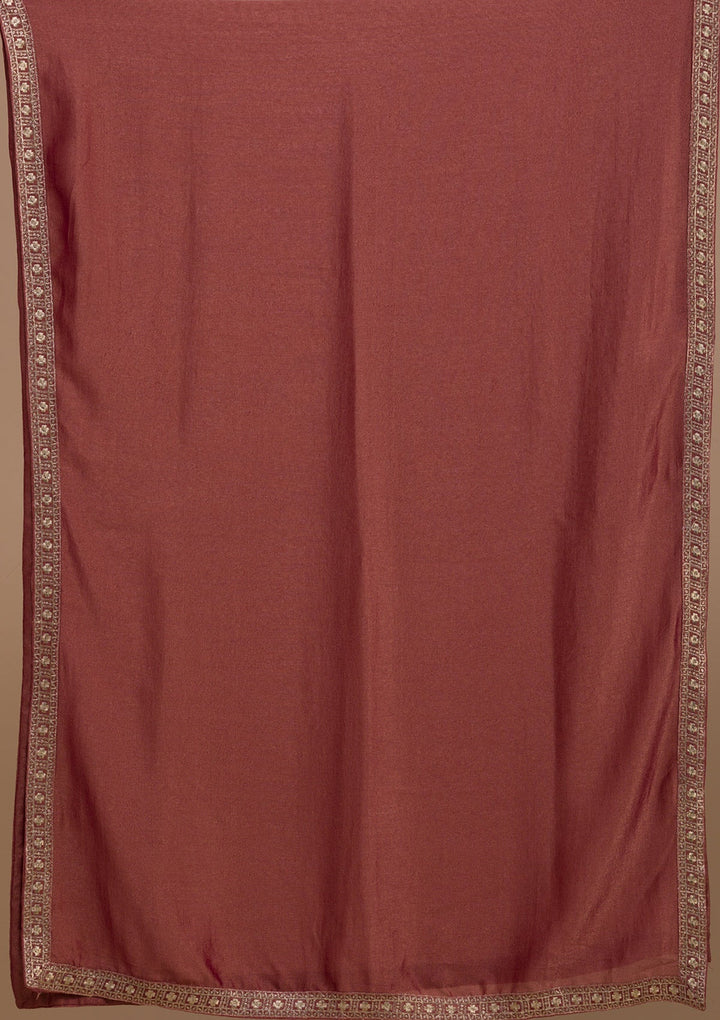 Onion Pink Zariwork Art Silk Readymade Salwar Kameez-Koskii