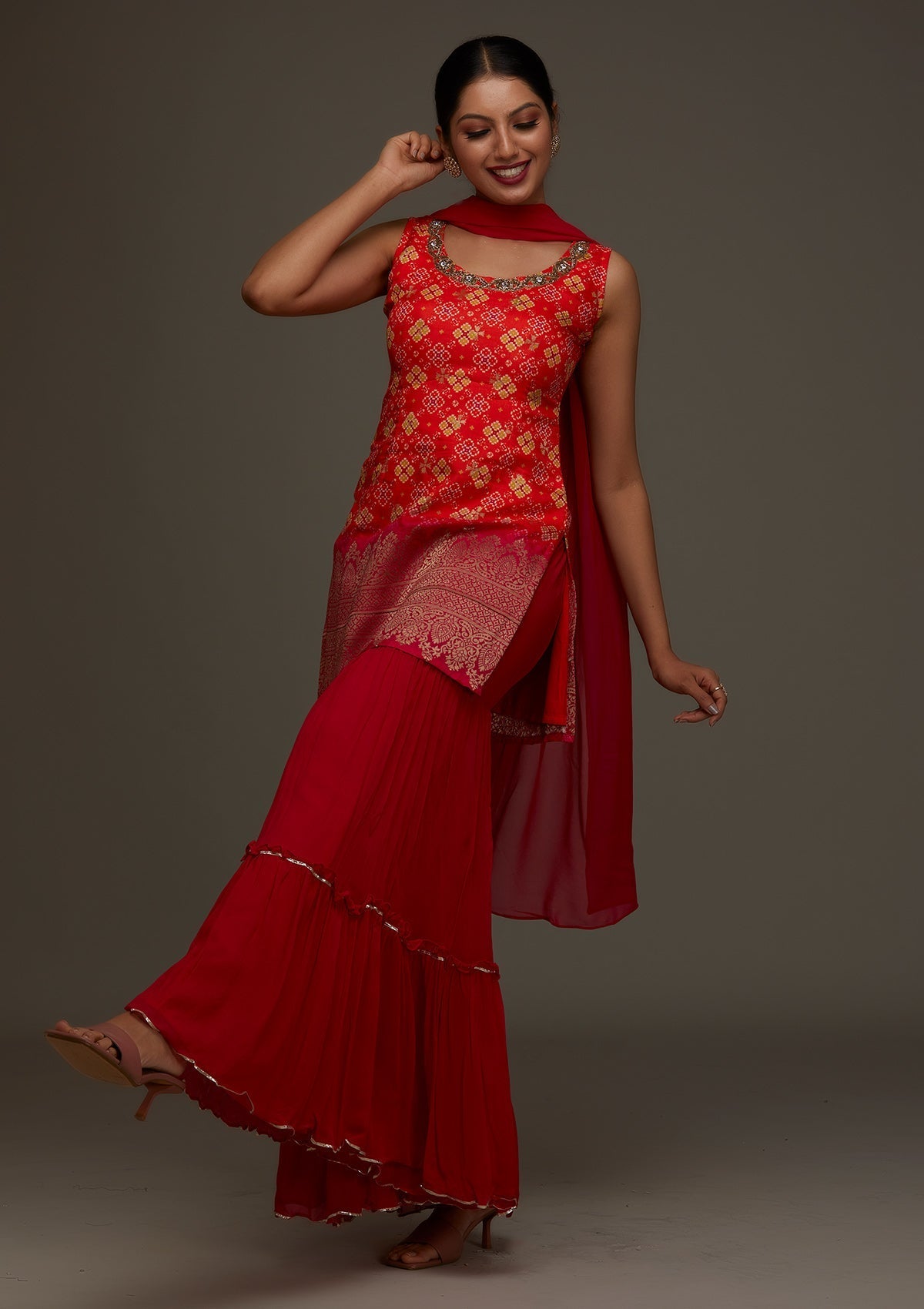 Orange Cutdana Georgette Designer Salwar Suit- Koskii