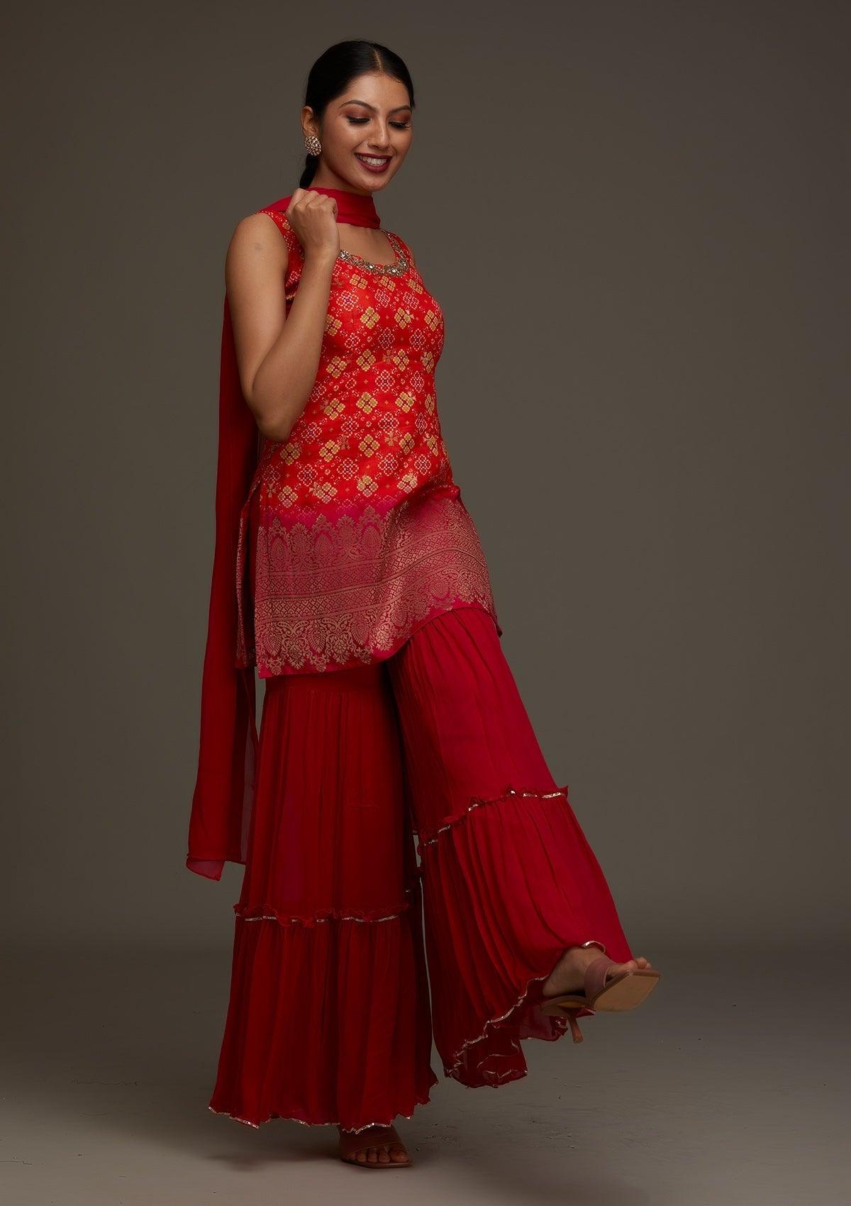 Orange Cutdana Georgette Designer Salwar Suit - Koskii