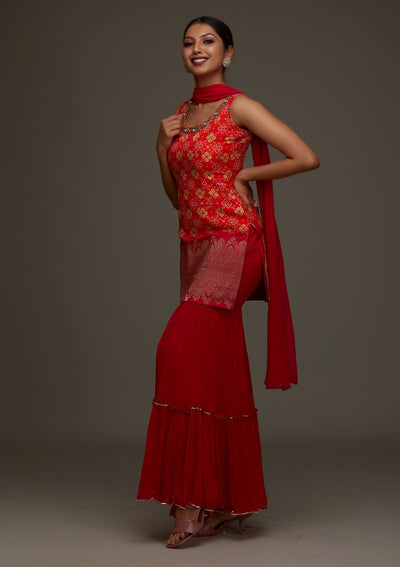 Orange Cutdana Georgette Designer Salwar Suit - Koskii