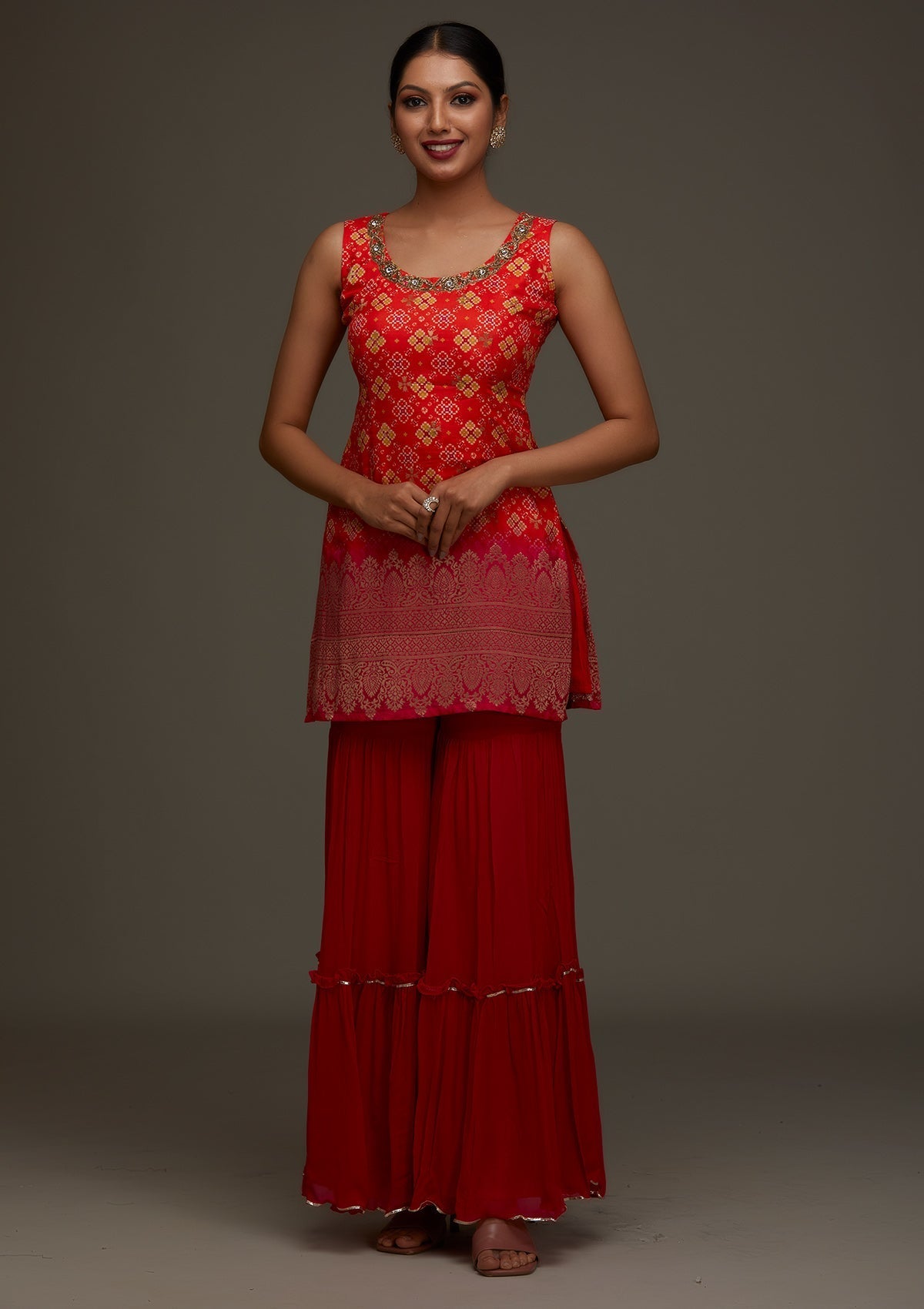 Orange Cutdana Georgette Designer Salwar Suit - Koskii