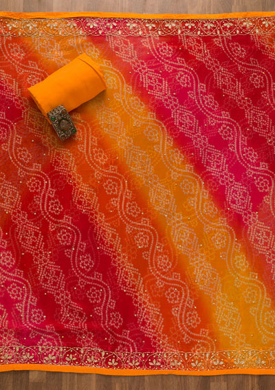 Orange Cutdana Soft Silk Unstitched Salwar Kameez-Koskii