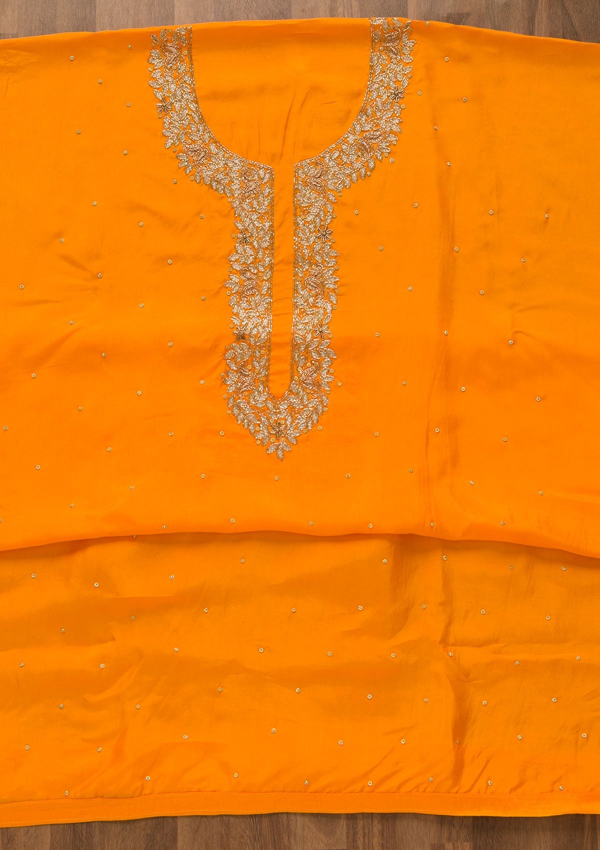 Orange Cutdana Soft Silk Unstitched Salwar Kameez-Koskii