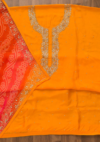 Orange Cutdana Soft Silk Unstitched Salwar Kameez-Koskii