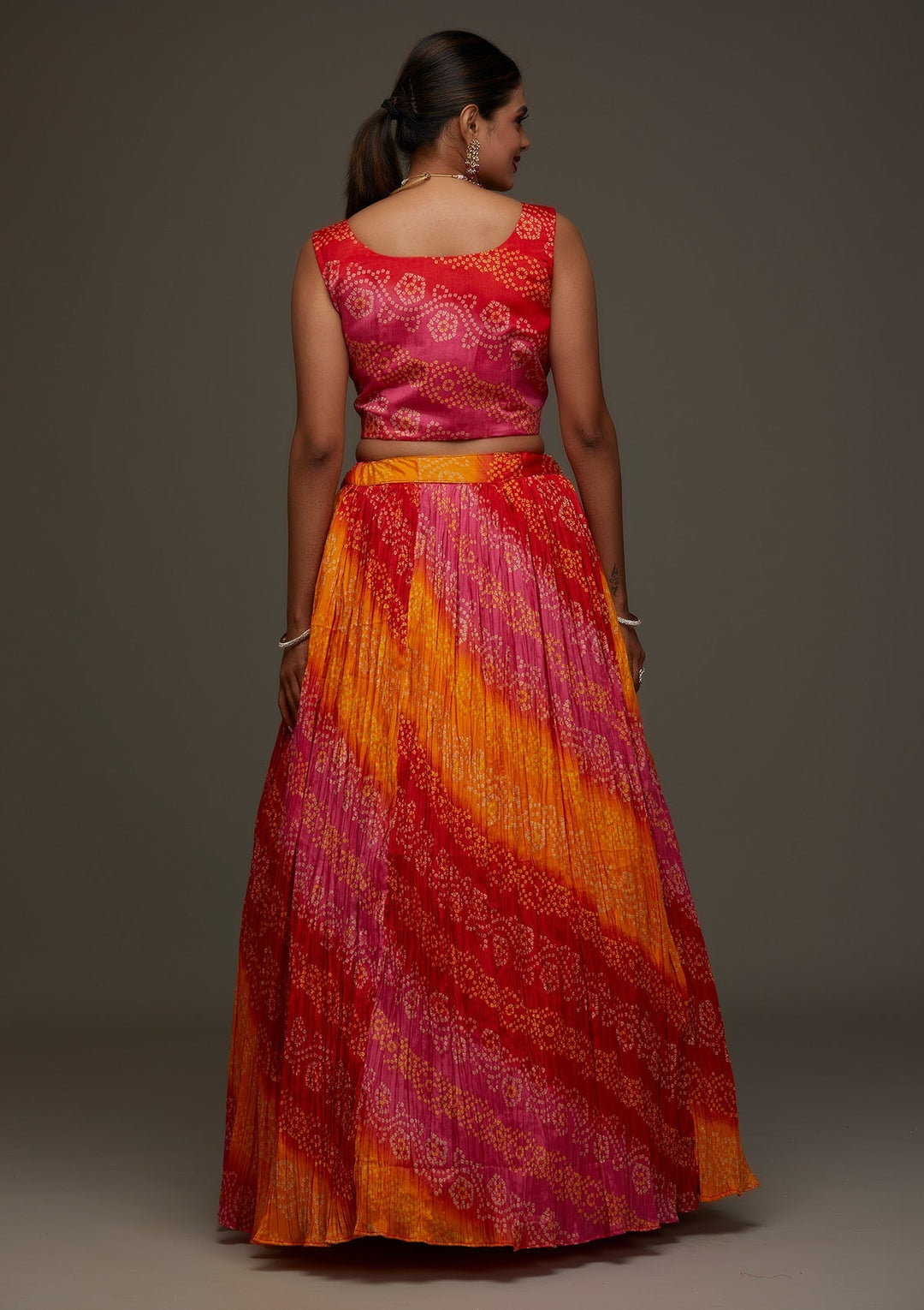 Orange Sequins Georgette Designer Lehenga - Koskii