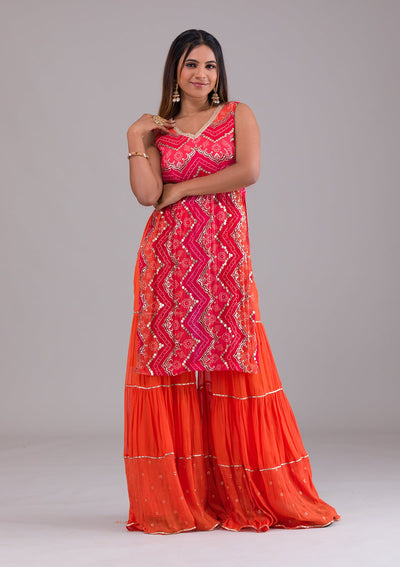 Orange Sequins Georgette Designer Salwar Suit-Koskii