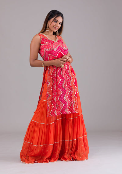 Orange Sequins Georgette Designer Salwar Suit-Koskii
