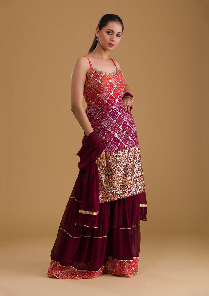 Orange Sequins Georgette Designer Salwar Suit-Koskii