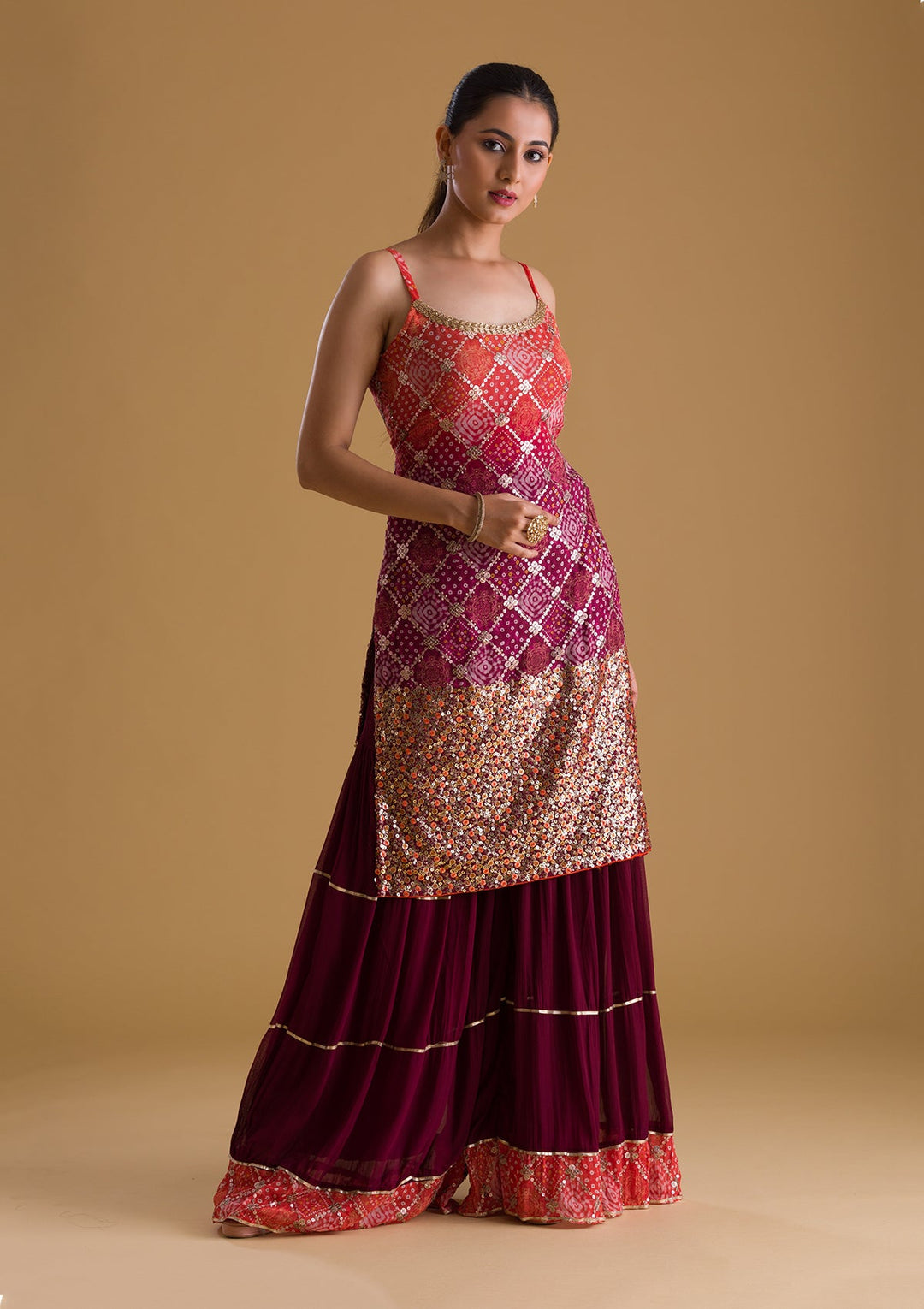 Orange Sequins Georgette Designer Salwar Suit-Koskii