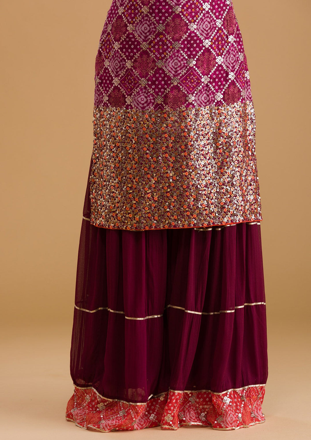 Orange Sequins Georgette Designer Salwar Suit-Koskii