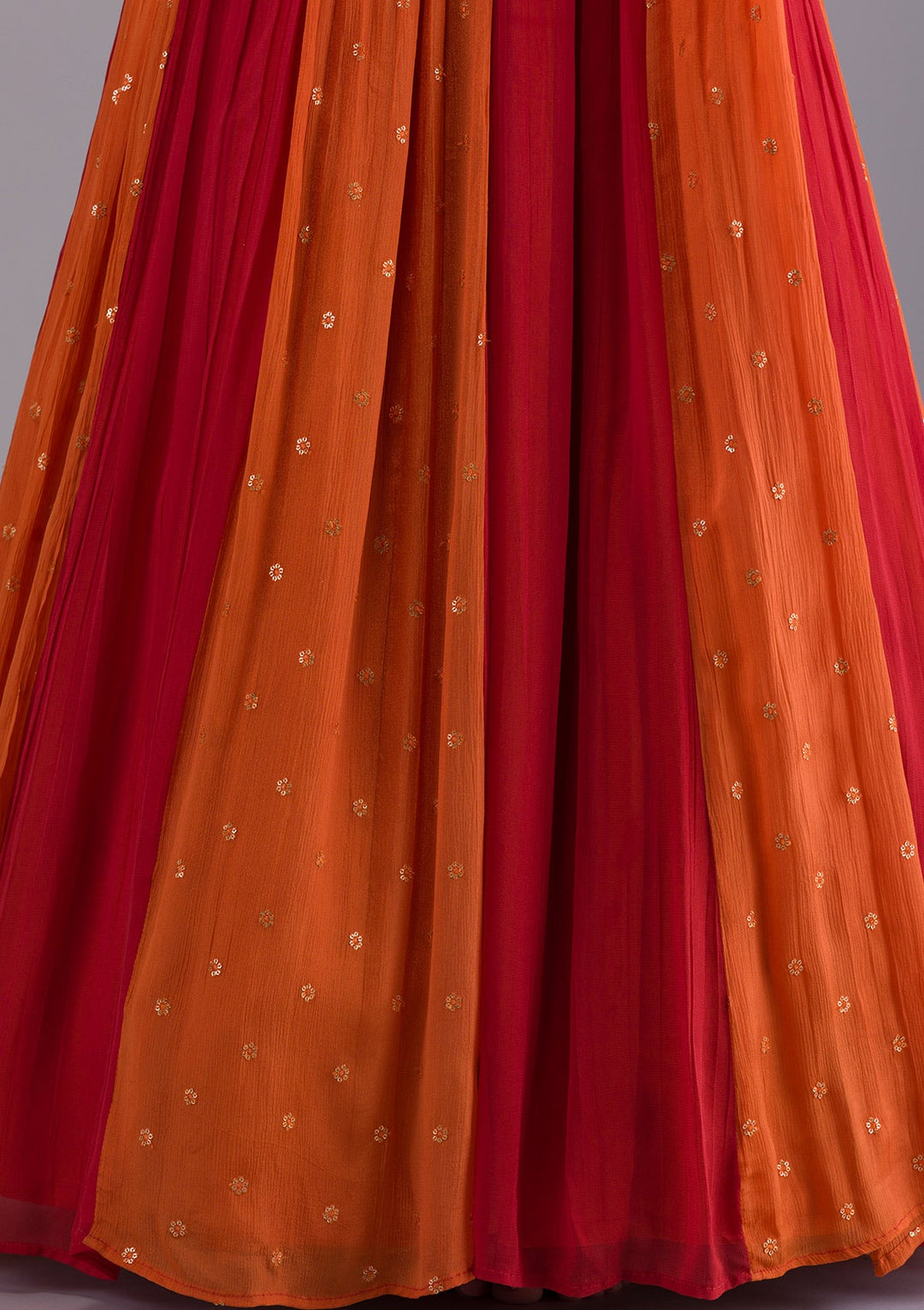 Orange Stonework Georgette Designer Gown-Koskii