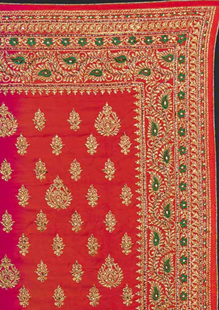 Rani Pink Stonework Semi Crepe Designer Saree - Koskii