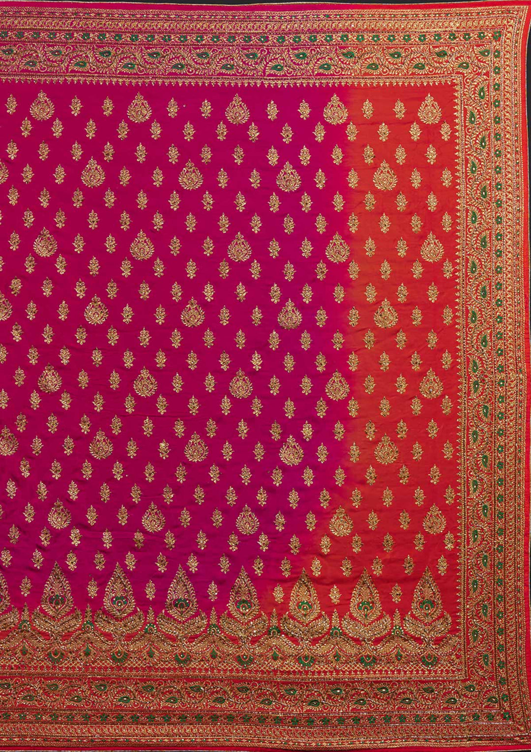 Rani Pink Stonework Semi Crepe Designer Saree - Koskii