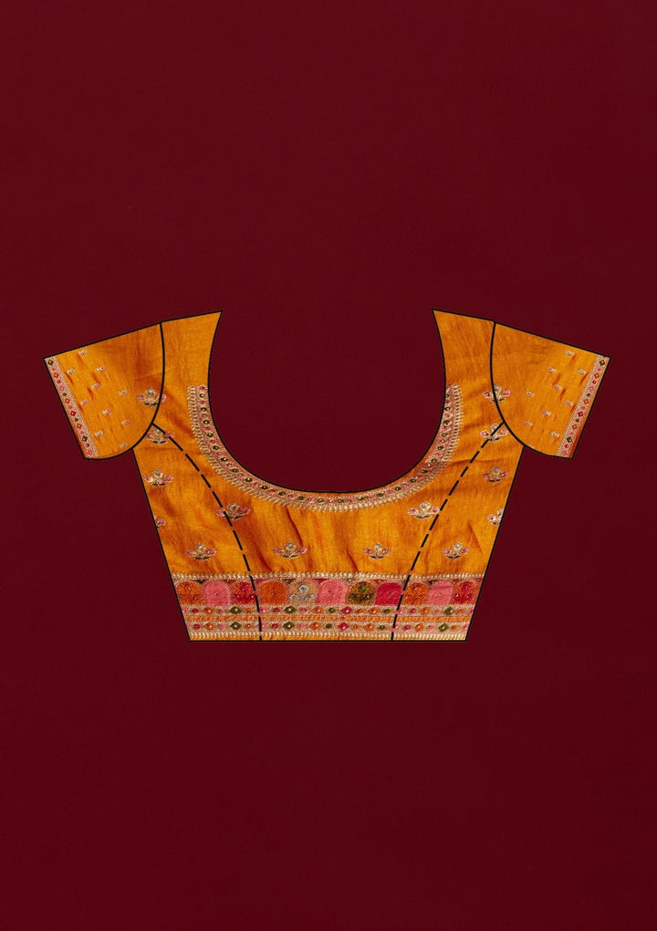 Orange Zariwork Art Silk Designer Saree - koskii