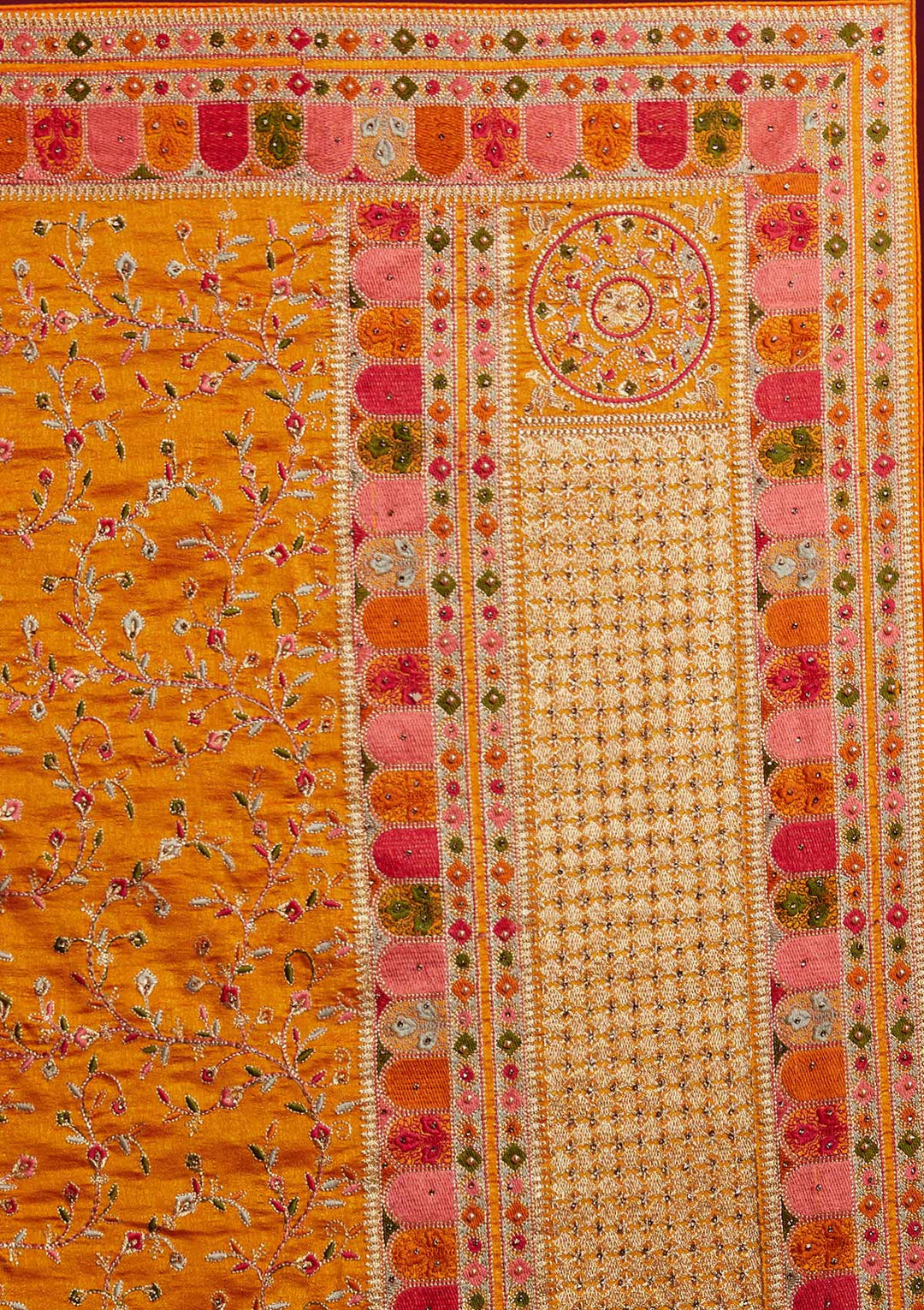 Orange Zariwork Art Silk Designer Saree - koskii