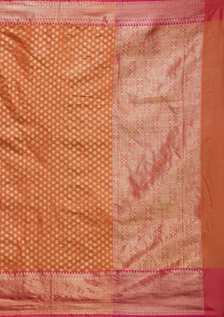 Orange Zariwork Art Silk Saree-Koskii