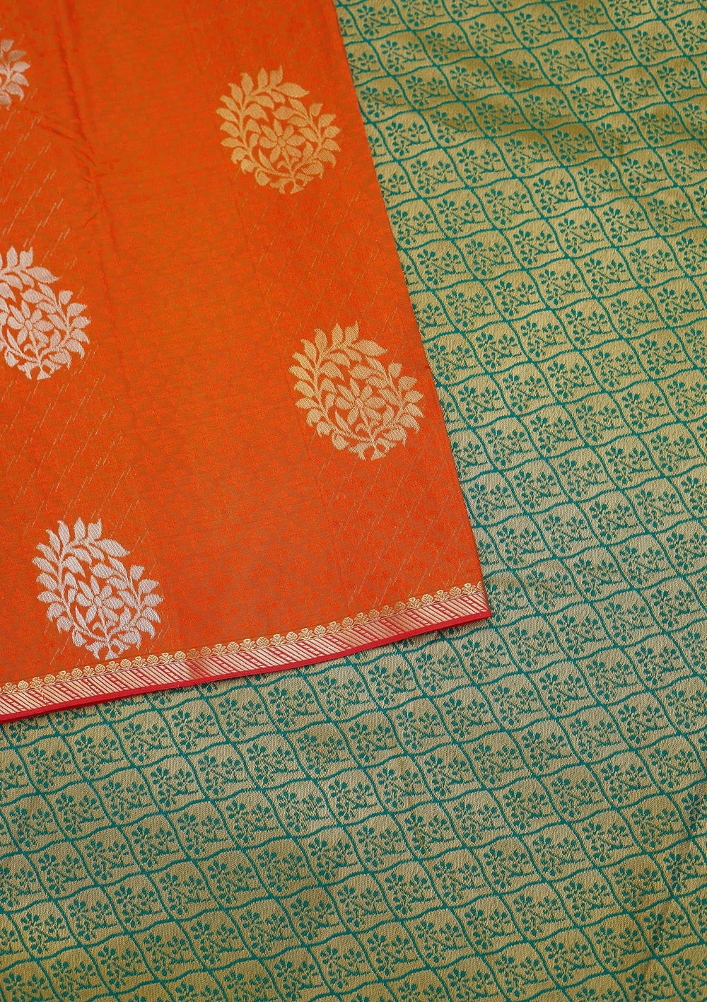 Orange Zariwork Art Silk Saree - Koskii