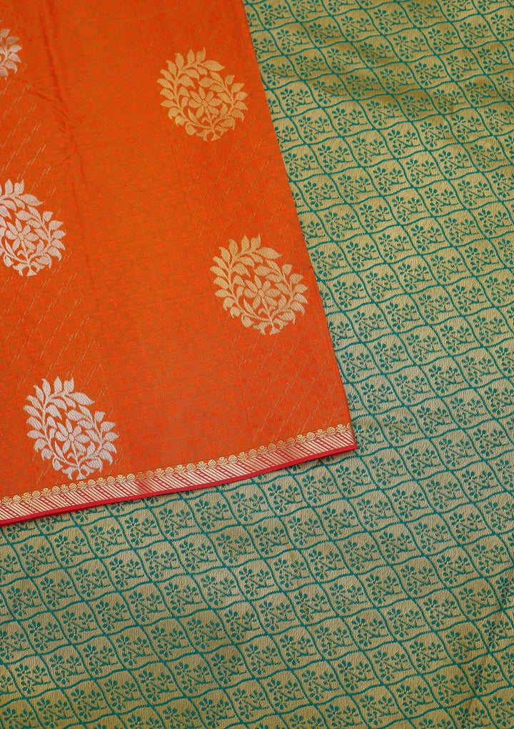 Orange Zariwork Art Silk Saree - Koskii