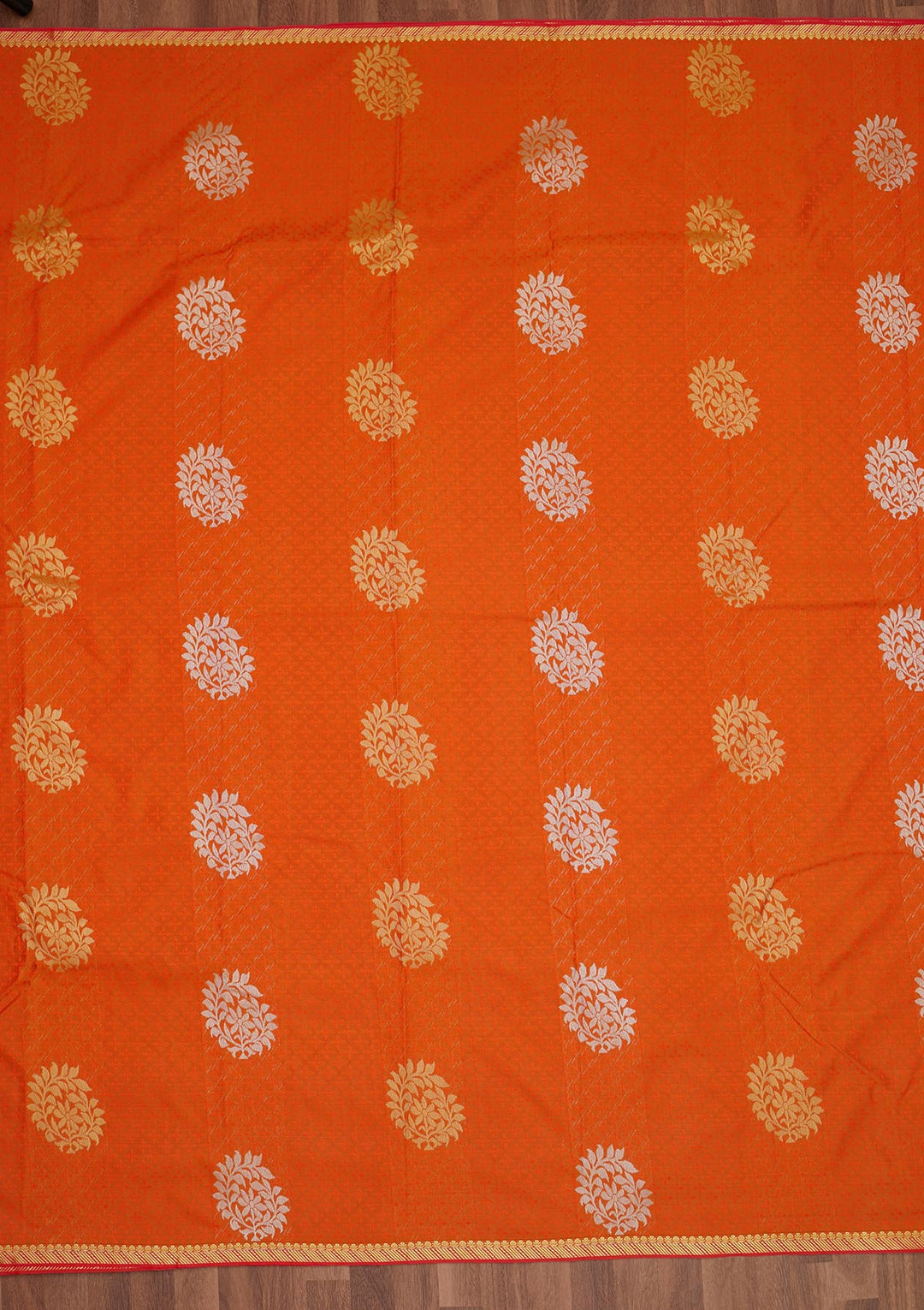 Orange Zariwork Art Silk Saree - Koskii