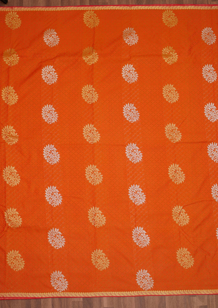 Orange Zariwork Art Silk Saree - Koskii