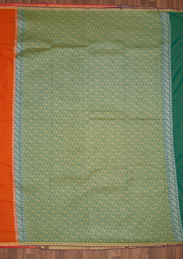 Orange Zariwork Art Silk Saree - Koskii