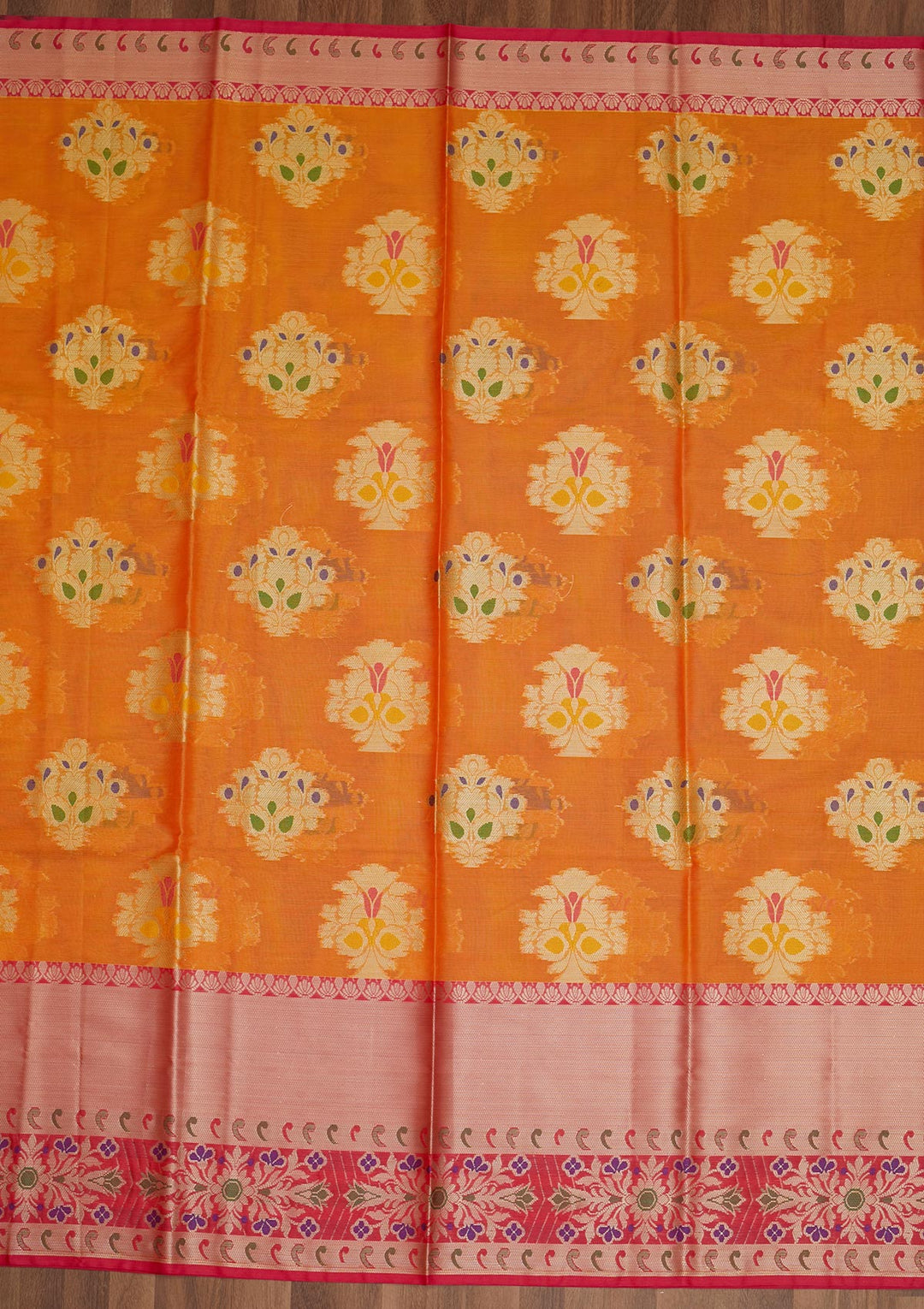 Orange Zariwork Art Silk Saree - Koskii
