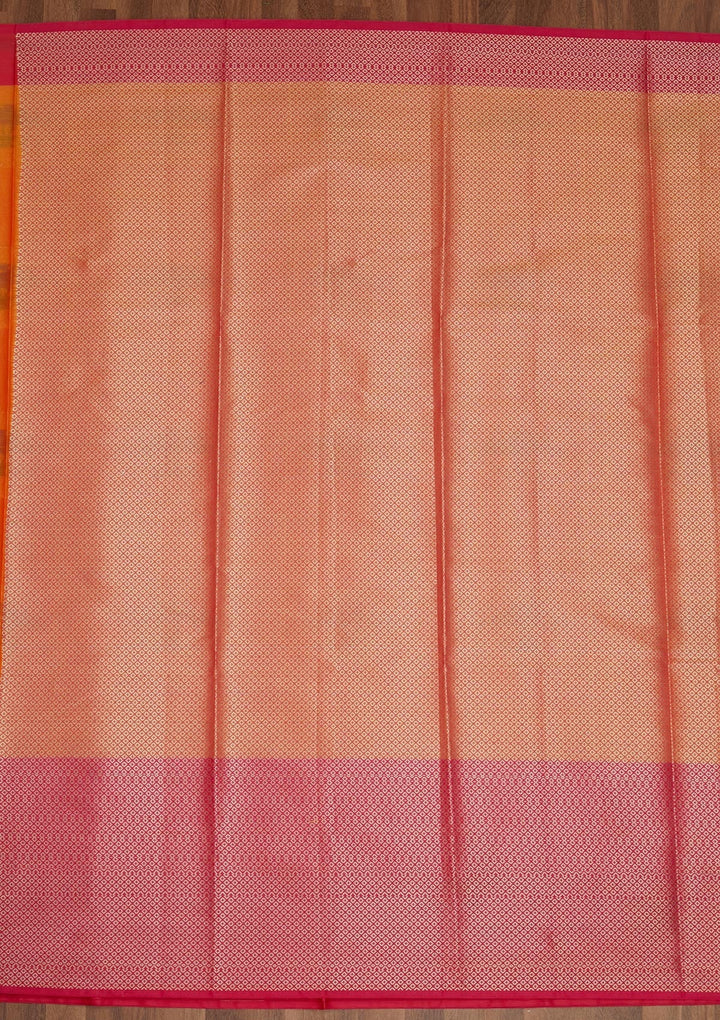 Orange Zariwork Art Silk Saree - Koskii