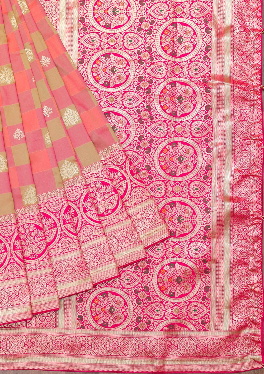 Orange Zariwork Art Silk Saree-Koskii