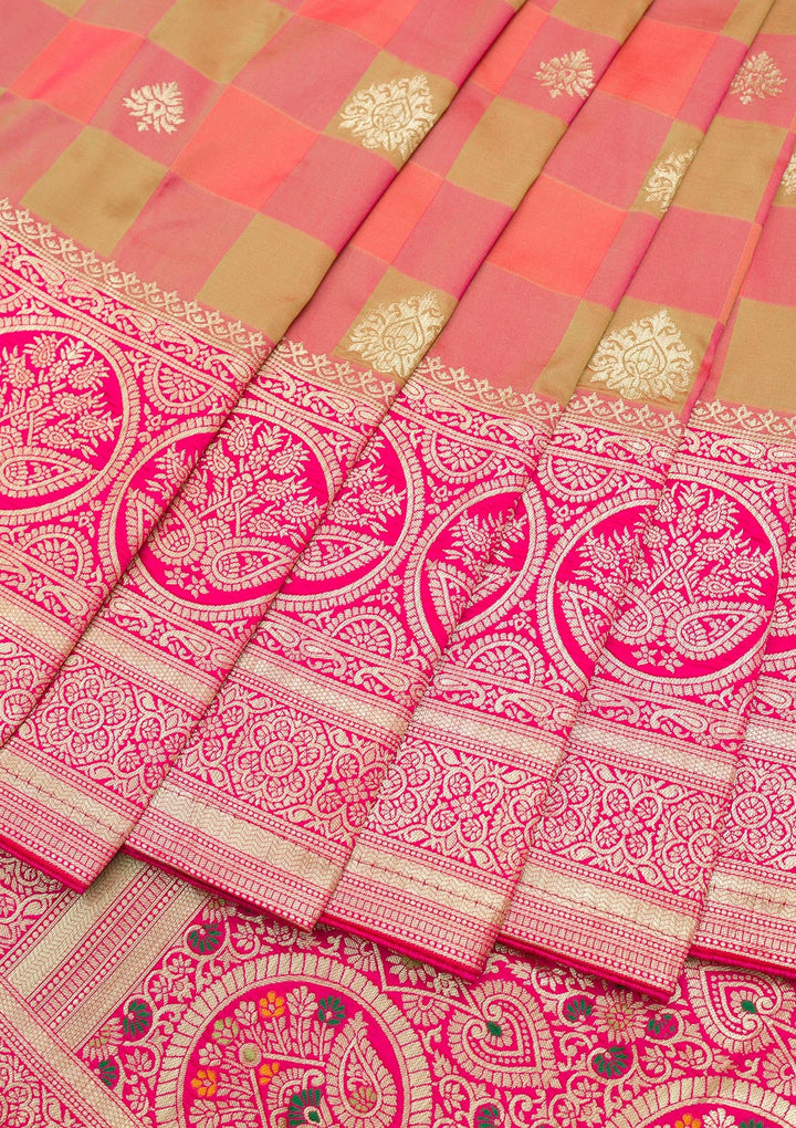 Orange Zariwork Art Silk Saree-Koskii