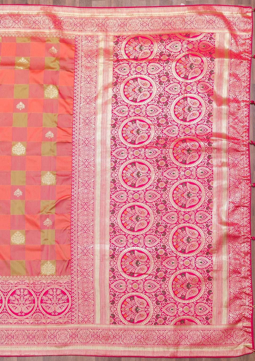 Orange Zariwork Art Silk Saree-Koskii