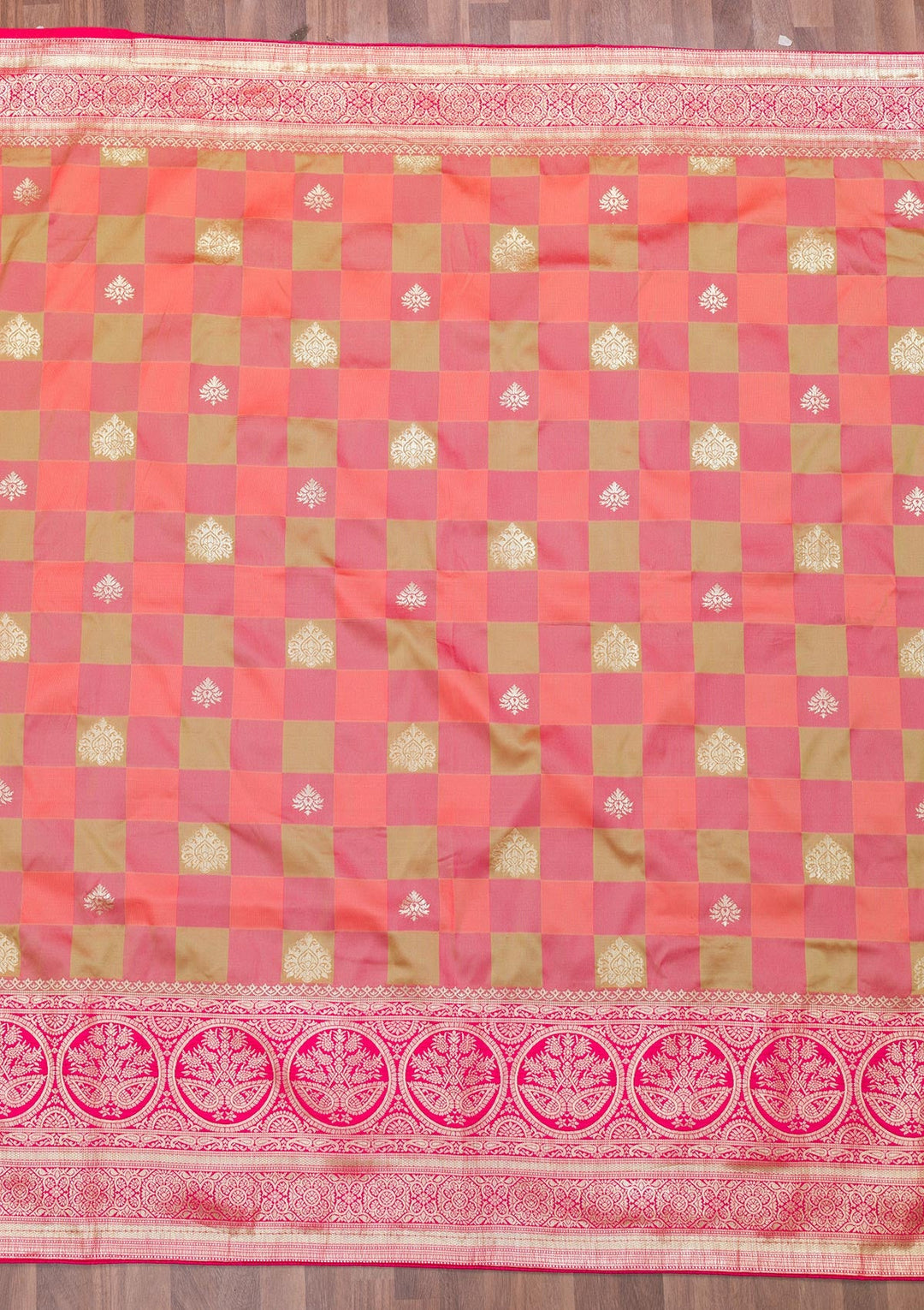 Orange Zariwork Art Silk Saree-Koskii