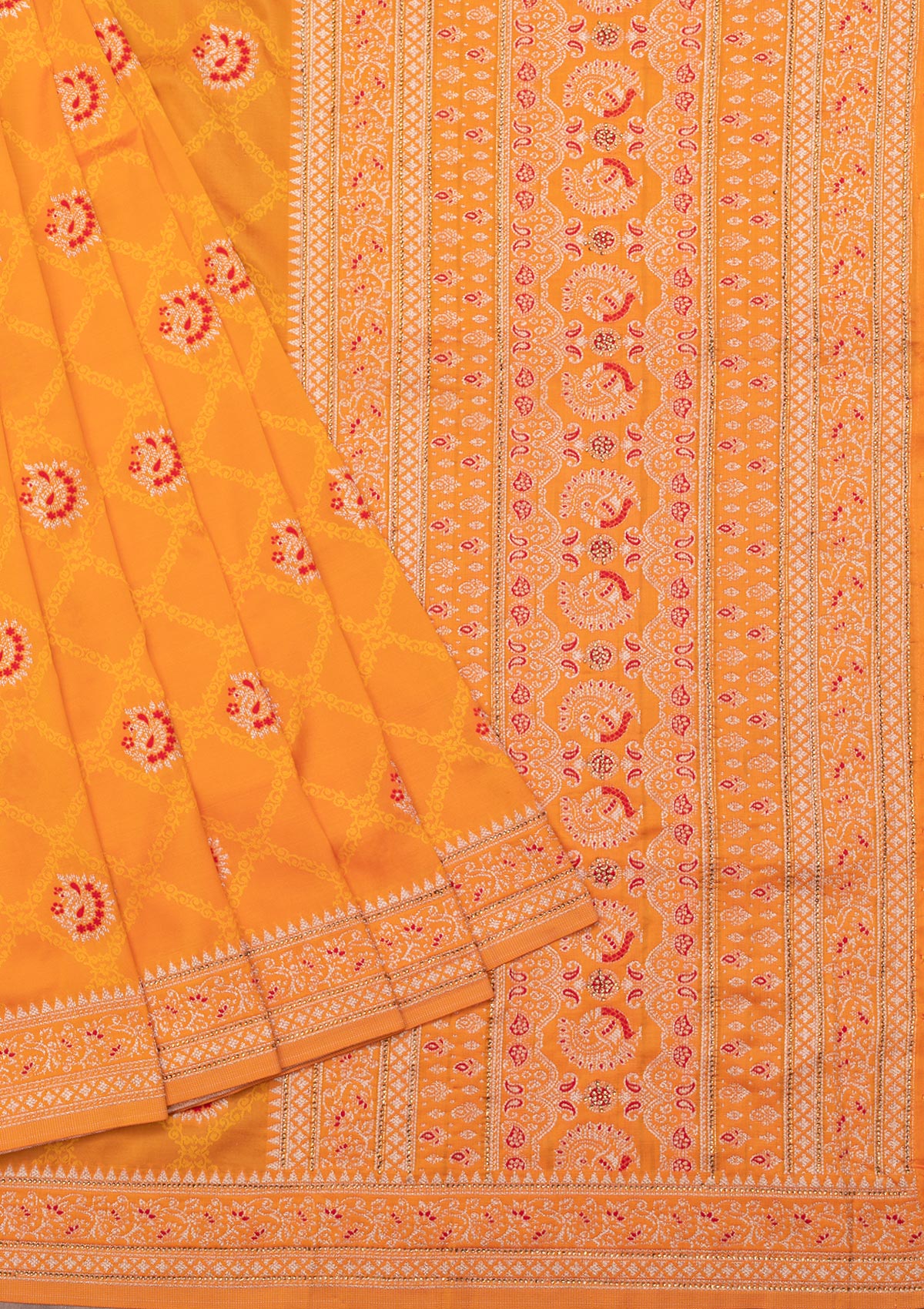 Orange Zariwork Art Silk Saree-Koskii