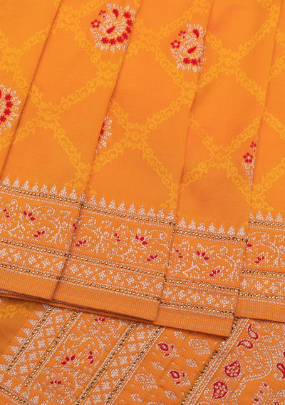 Orange Zariwork Art Silk Saree-Koskii