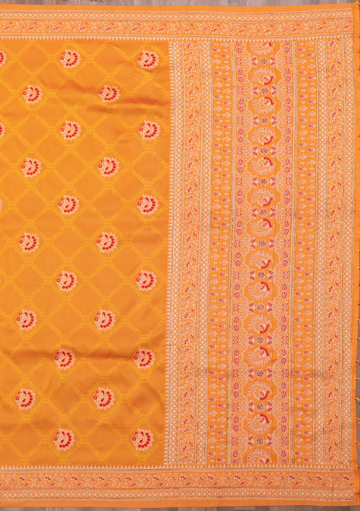 Orange Zariwork Art Silk Saree-Koskii