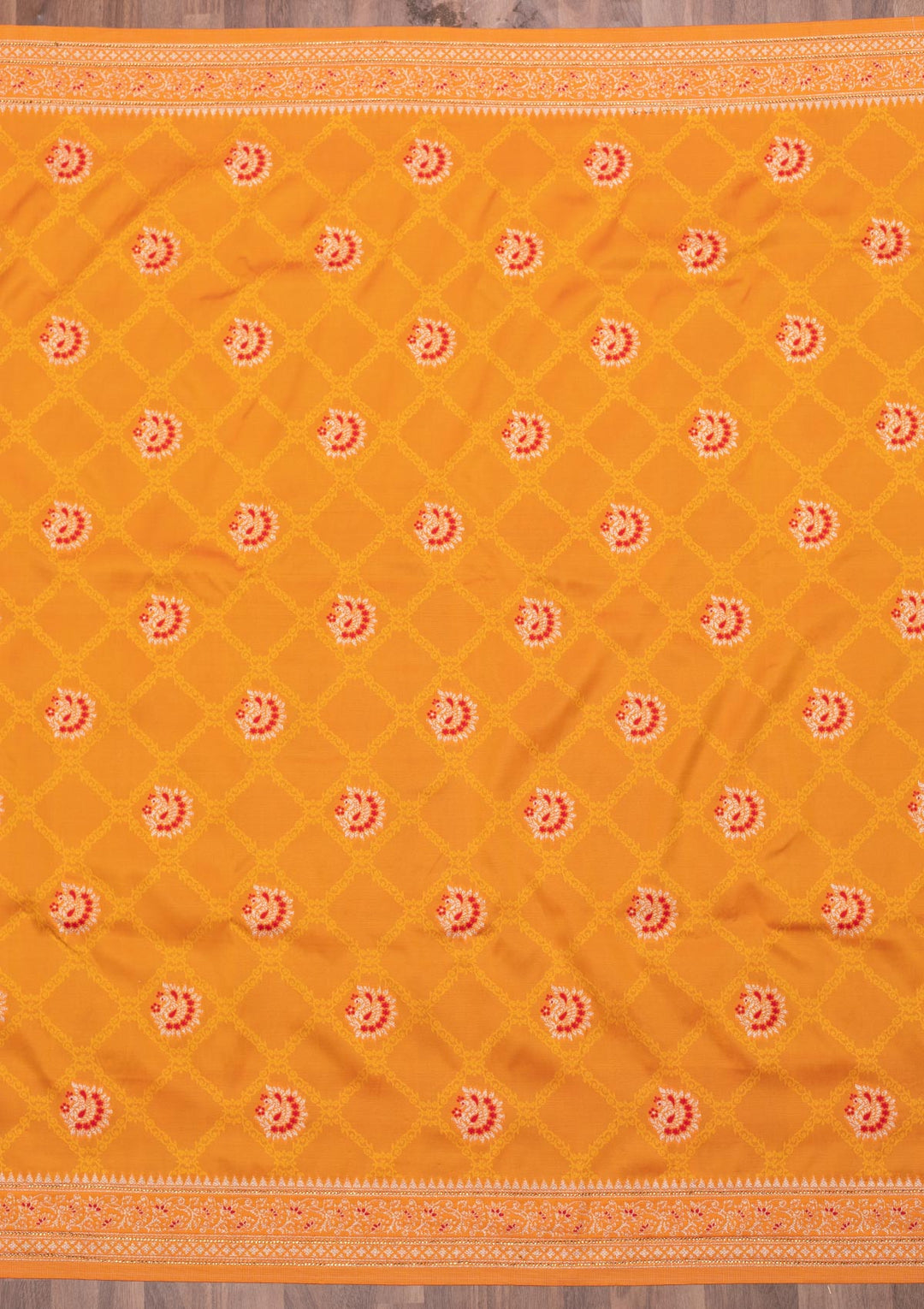Orange Zariwork Art Silk Saree-Koskii