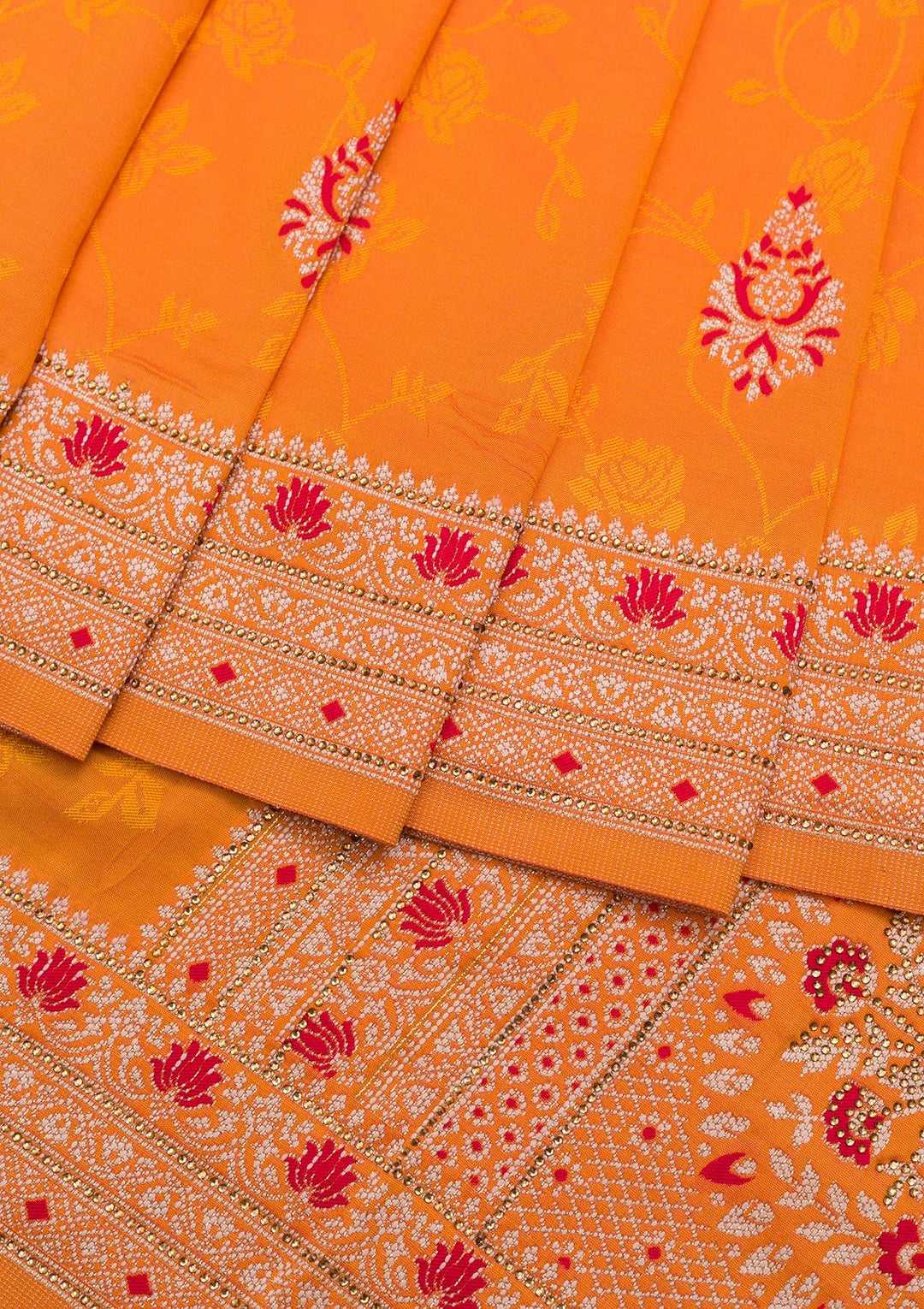 Orange Zariwork Art Silk Saree-Koskii