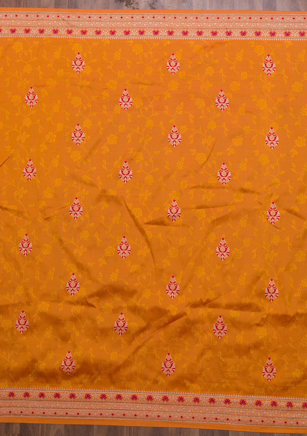 Orange Zariwork Art Silk Saree-Koskii