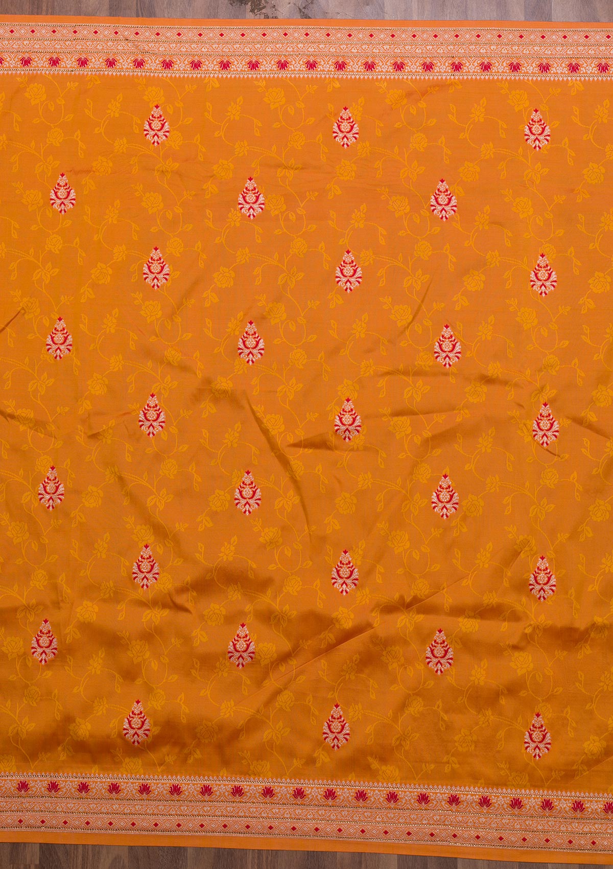 Orange Zariwork Art Silk Saree-Koskii